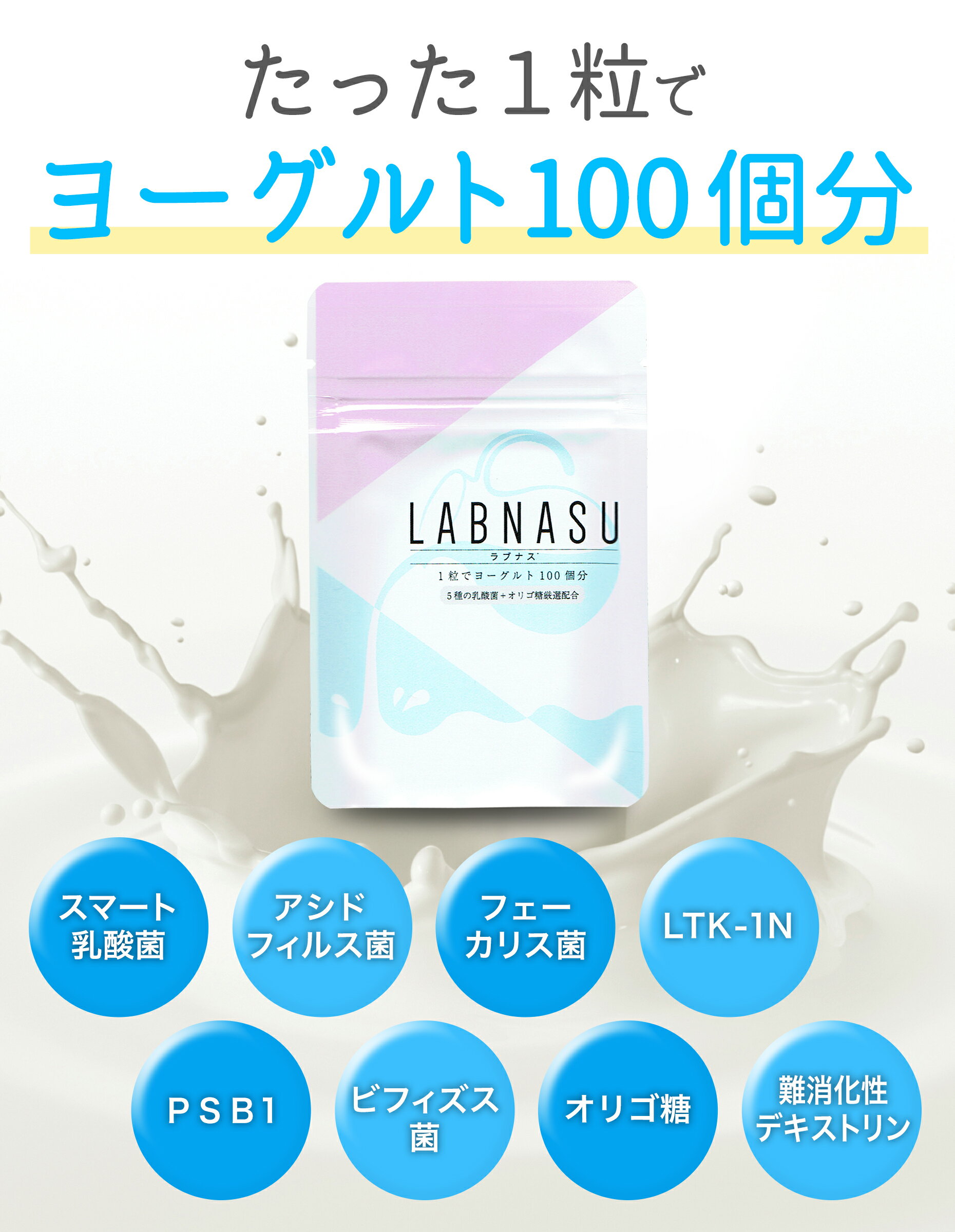 【ラブナス LABNASU 30日分】 乳酸菌 サプリ ビフィズス菌 サプリメント タブレット 善玉菌 腸活 腸内環境 腸内フローラ サプリ ダイエット 菌活 食物繊維 難消化性 デキストリン オリゴ糖 アシドフィルス菌 プロバイオティクス フェカリス菌 健康 乳酸 ビフィズス