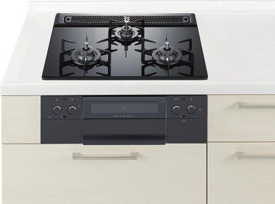 ガスコンロ ハーマン製（Panasonic）JUGEDS12WB　マルチグリル　3口コンロ　ガラストップ　幅60cm　親..