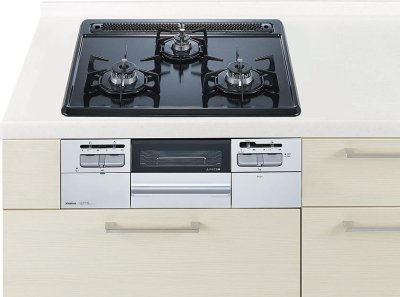 ガスコンロ ハーマン製（Panasonic）JUGSW32T5W　3口コンロ　ホーロートップ　両面焼きグリル　幅60cm　シルバー