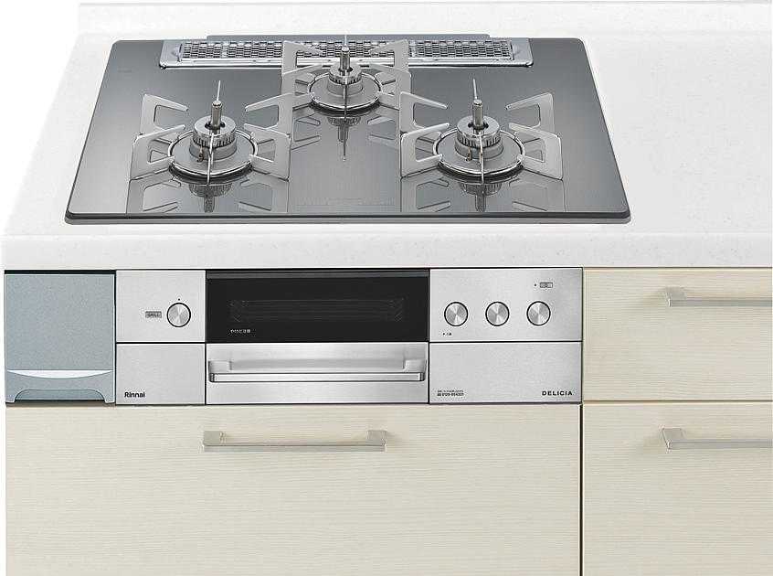 樂天商城 - ガスコンロ リンナイ製（Panasonic）JUASHW38R7　間口75cm　ガラストップ　両面焼きグリル　3口コンロ