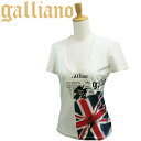 【★ポイント5倍★10%OFFクーポン★4月18日0：00～4月21日09：59迄】Galliano ガリアーノ レディース 半袖 Tシャツ アイボリー YR7762 JohnGalliano ジョンガリアーノ