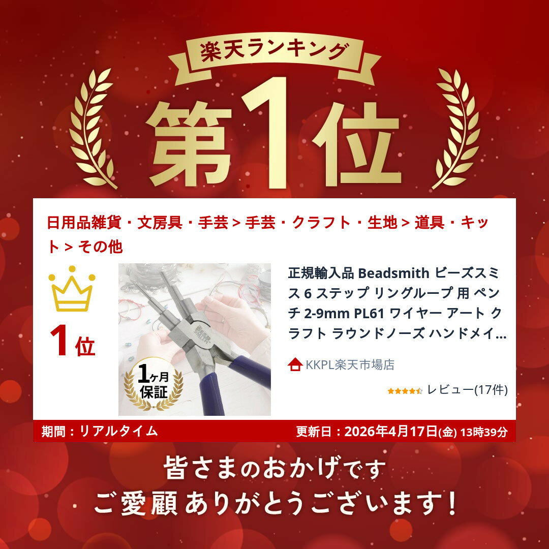 正規輸入品 Beadsmith ビーズスミス 6 ステップ リングループ 用 ペンチ 2-9mm PL61 ワイヤー アート クラフト ラウンドノーズ ハンドメイド 手芸 アクセサリー クラフト 道具 工具 ヤットコ 2