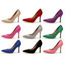 パンプス レディース ポインテッドトゥ スエード カラーパンプス 7.5cm 9.5cm 21.5cm 25cm 小さいサイズ 大きいサイズ【7.5cmヒール】