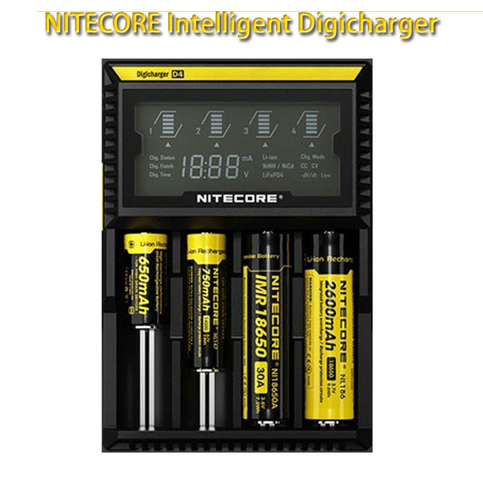 NITECORE 正規品 D4 18650 16340 充電器Intelligent charger リチウムイオン電池 リチウム電池 4本同時充電 高性能 マルチ充電器