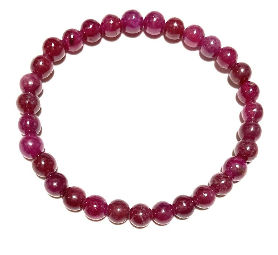 最高級AAA 直径6mm ルビー (サファイア) ブレスレット 鑑別書付き【7月 誕生石】【16.5cm】永遠の命 美 優雅 天然石 数珠 ジュエリー レディー...