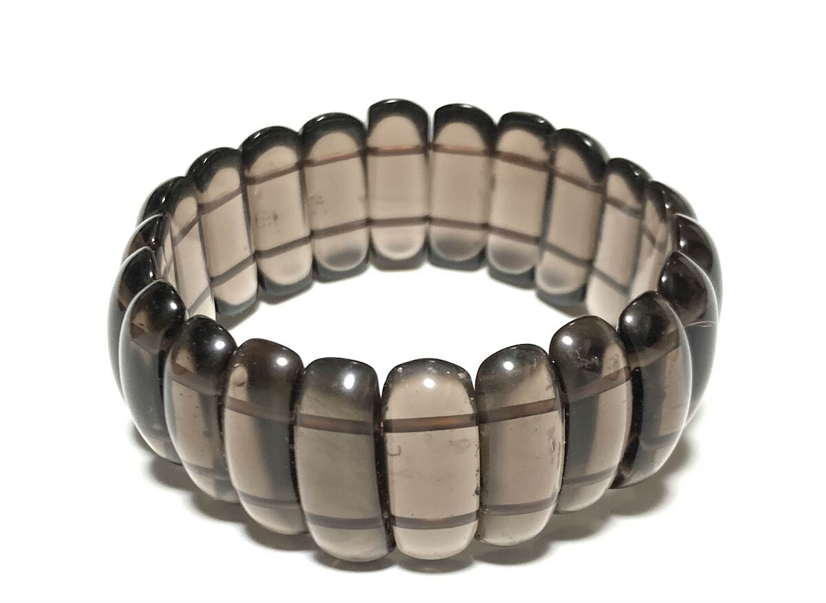 スモーキークォーツ幅広バングルブレスレット【12月 誕生石】【18cm】浄化 健康 リズム ギフト 数珠 念珠 天然石 パワーストーン レディース メンズ ジュ...