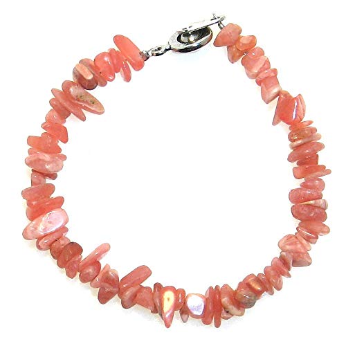 高級インカローズ チップ ブレスレット【15cm 16.5cm 18cm 20cm】【7月 誕生石】数珠 天然石 【ロードクロサイト】レディース メンズ ジュエリー アクセサリー