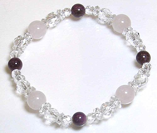 ルビー&ローズクォーツ幸せブレスレット【16.5cm】【4月 誕生石】 紅水晶 クオーツ 癒し 愛情 恋愛 数珠 念珠 天然石 パワーストーン レディース メン...