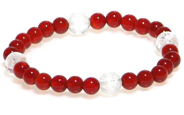 可愛い水晶 四神 & カーネリアン 6mm ブレスレット【7月 7月 誕生石】 【15cm 16.5cm 18cm 20cm】最強四神 浄化 健康 リズム ギフ...