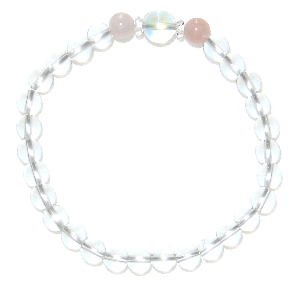 オーロラオーラ&ピンクアクアマリン(モルガナイト) 良縁ブレスレット…【15cm 16.5cm 18cm】【3月 誕生石】藍玉 緑柱石 天然石 数珠 パワースト...