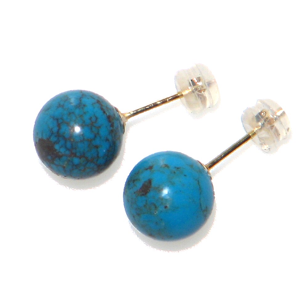Turquoise - 空と水の精 ターコイズ(トルコ石) 10mm K18 ピアス 【12月 誕生石】成功 繁栄 健康 自由 勇気 希望 天然石 アクセサリー パワーストーン メンズ レディース