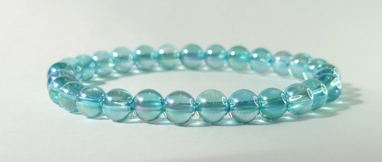 魂の解放♪ブルー アクアオーラ 6mm ブレスレット【15cm 16.5cm 18cm 20cm】癒しの石　数珠 念珠 天然石 パワーストーン レディース メンズ ジュエリー アクセサリー