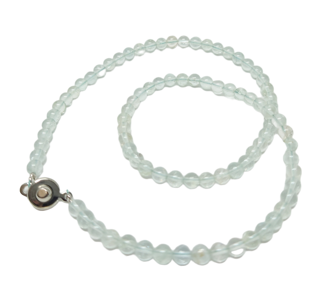 AA♪ ナチュラルブルートパーズ 5mm チョーカーネックレス【11月 誕生石】【38cm 40cm 42cm】【留め金具ニューホック使用、便利!】 希望 生命...