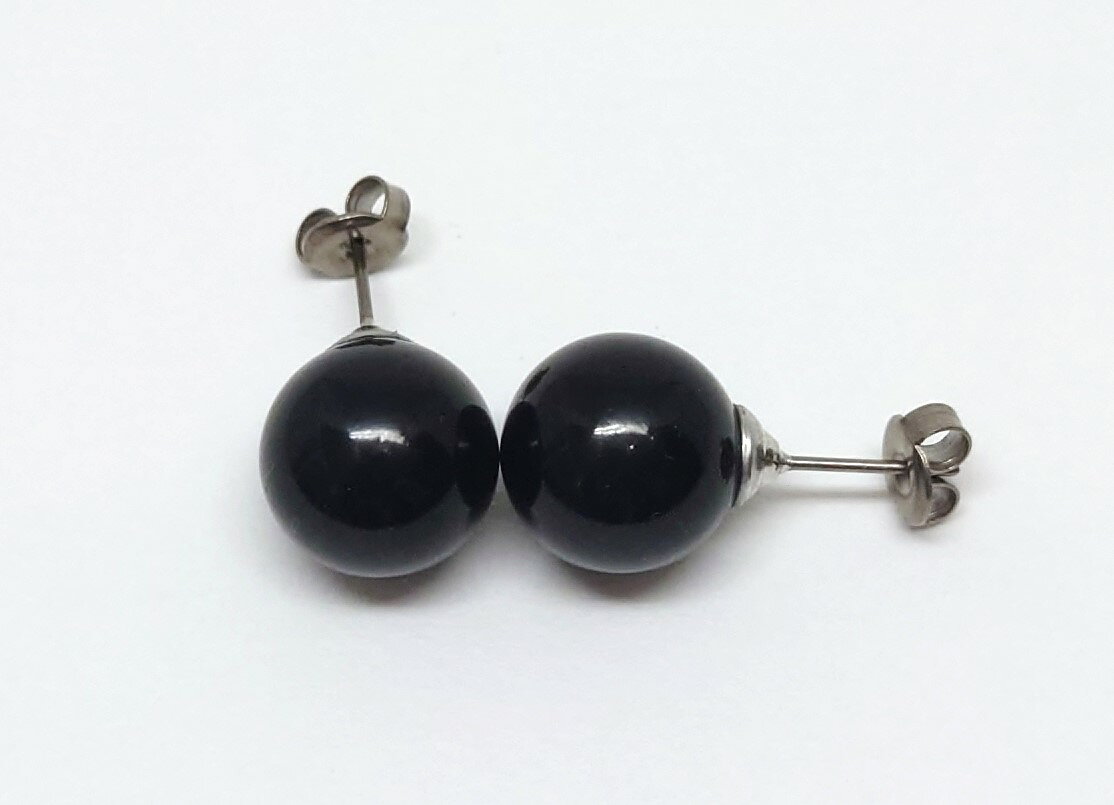 モーニングジュエリー ジェット チタンピアス 12mm