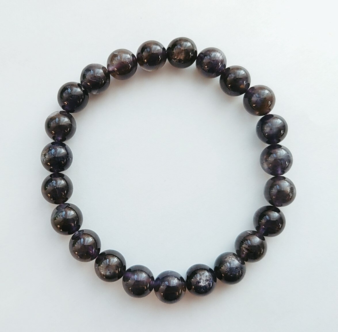 AAA 希少なキャッツアイ効果 アイオライト8mmブレスレット【15cm 16.5cm 18cm】【3月誕生石】菫色 誠実 幸せな結婚 恋愛 浄化 健康 リズム...