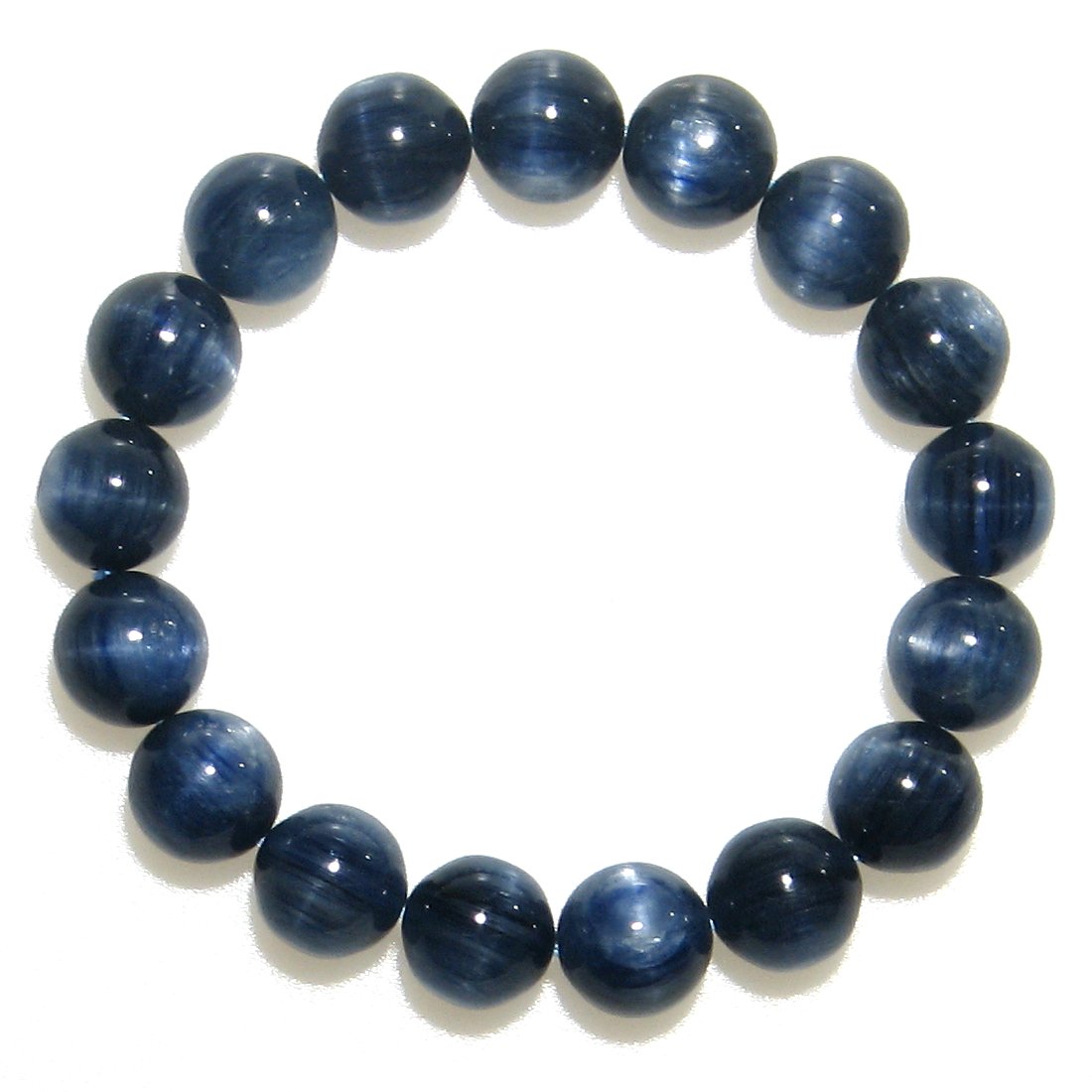 宝石級 AAA カイヤナイト 12mm キャッツアイ ブレスレット 【15cm 16.5cm 18cm 20cm】Kyanite 清純 純粋 数珠 天然石 パワ...