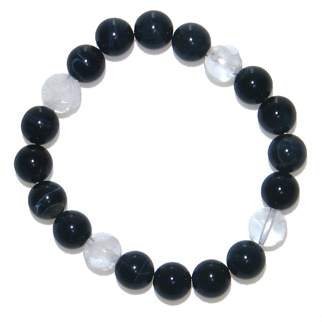 風水 四神 水晶 & ホークスアイ(ブルータイガーアイ)10mm ブレスレット【4月 10月 誕生石】【15cm 16.5cm 18cm 20cm 22cm 】...