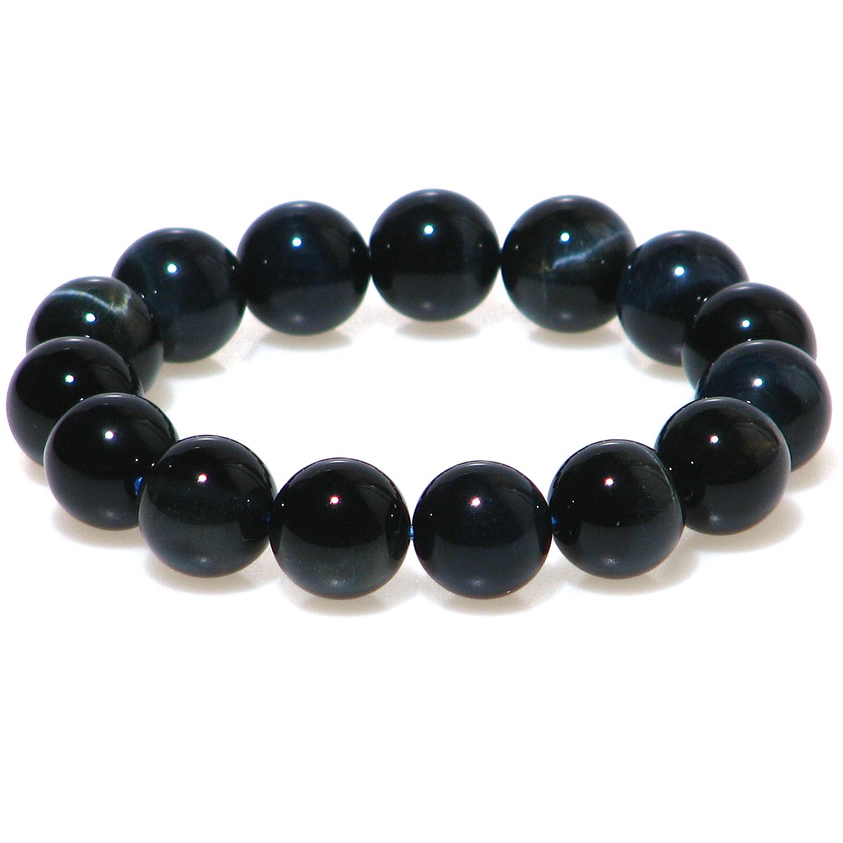 最高級AAA ホークスアイ（ブルータイガーアイ）14mm ブレスレット【16.5cm 18cm 20cm 22cm 】【10月 誕生石】タイガーアイ 虎目石 行動力 直観力 数珠 天然石 パワーストーン レディース メンズ ジュエリー アクセサリー