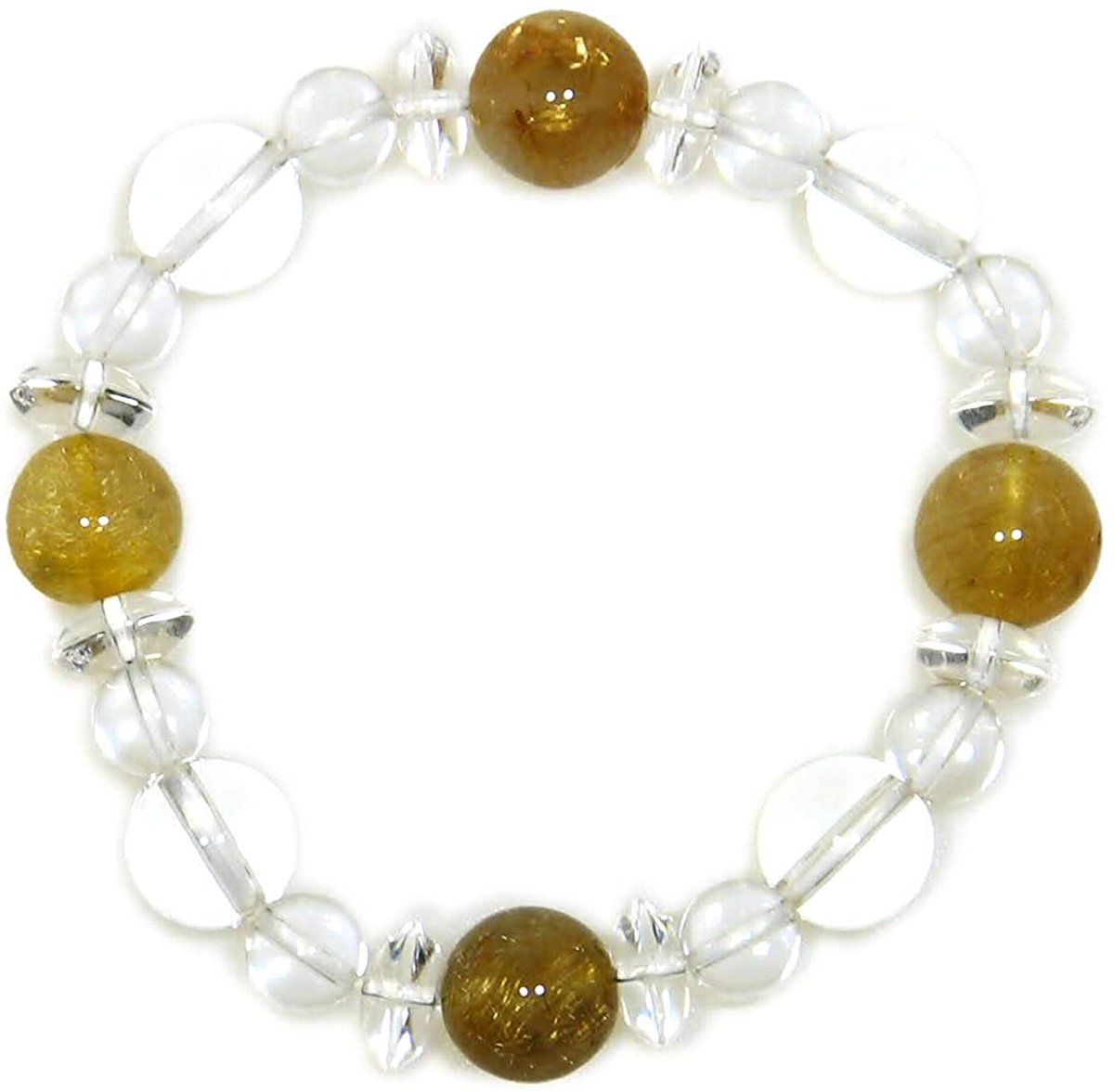 AA ルチルクォーツ & 水晶 の安定ブレスレット【4月 8月 誕生石】【18cm】愛、美の象徴 信頼関係 行動力 強運 クォーツ 天然石 数珠 アクセサリー ...