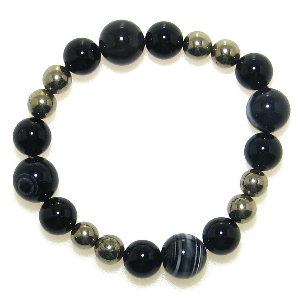 天眼石&オニキス&パイライト強力ブレスレット パワー!情熱 聡明 天然石 パワーストーン メンズ レディース ジュエリー