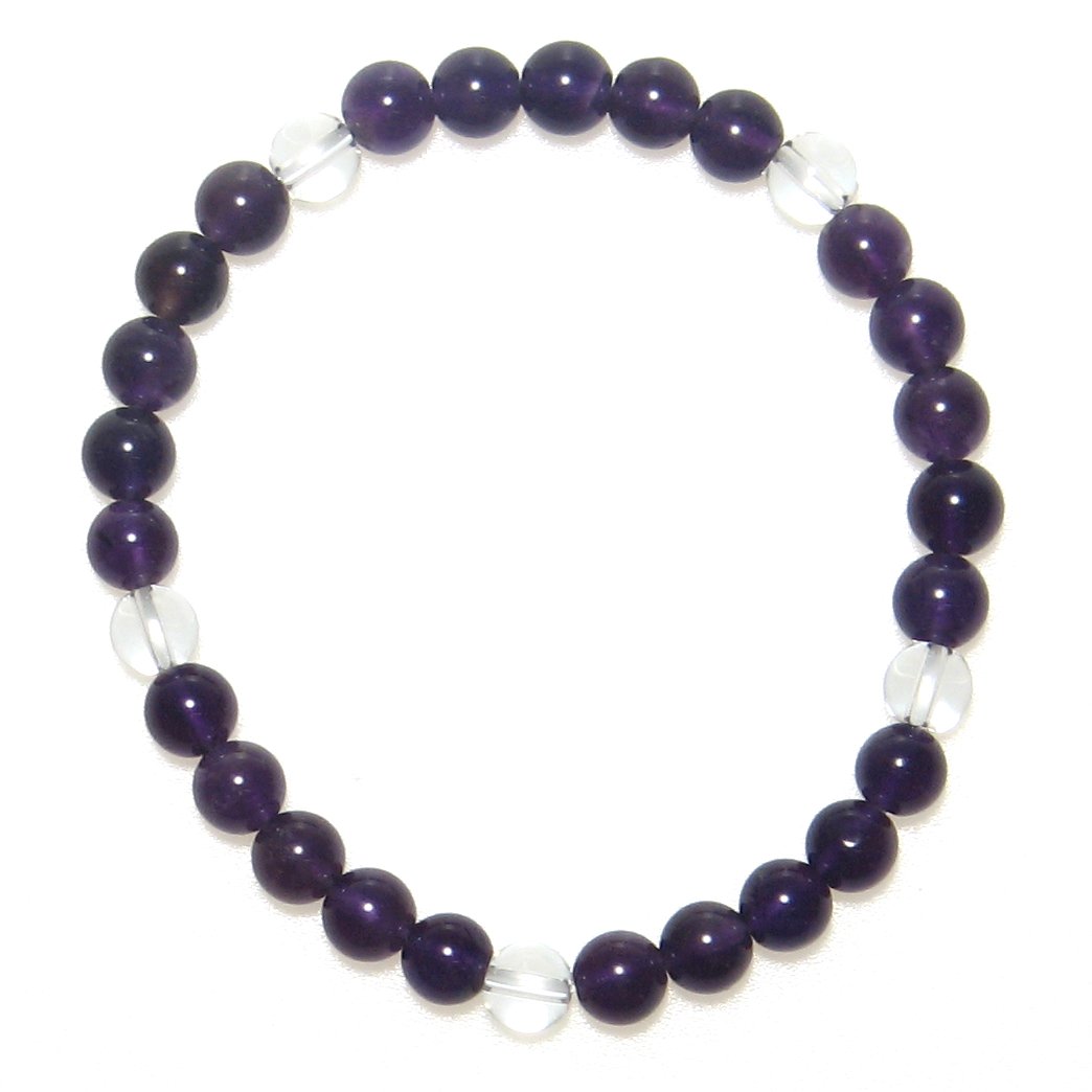 AB アメジスト&水晶6mm ブレスレット【15cm 16.5cm 18cm 20cm】【2月 誕生石】聡明 愛情 ギフト 数珠 念珠 天然石 パワーストーン ...