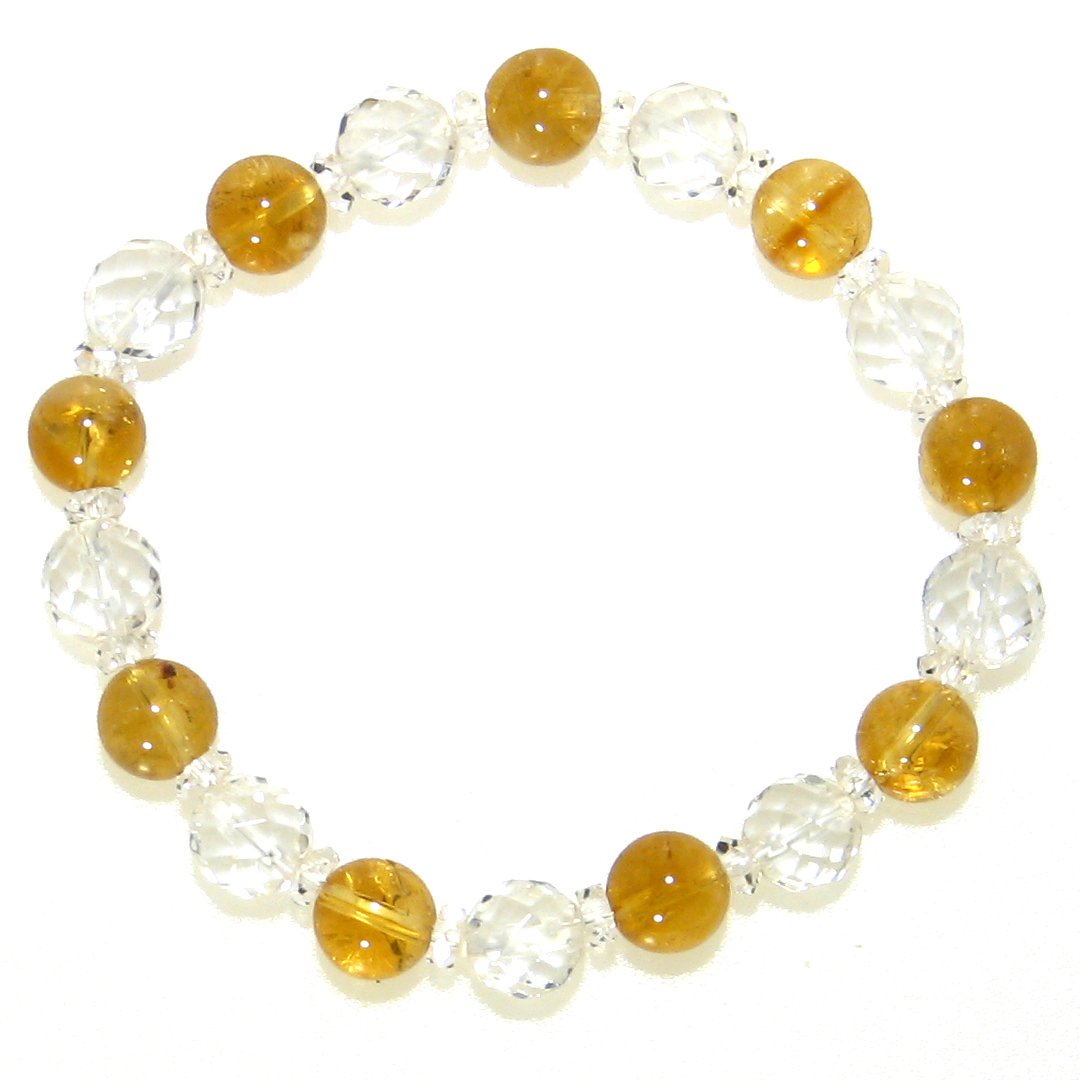 シトリン トパーズ(黄水晶)& キラキラ 水晶 ブレスレット【15cm 16.5cm 18cm 20cm】 【4月 11月 誕生石】 希望 生命力 quartz...