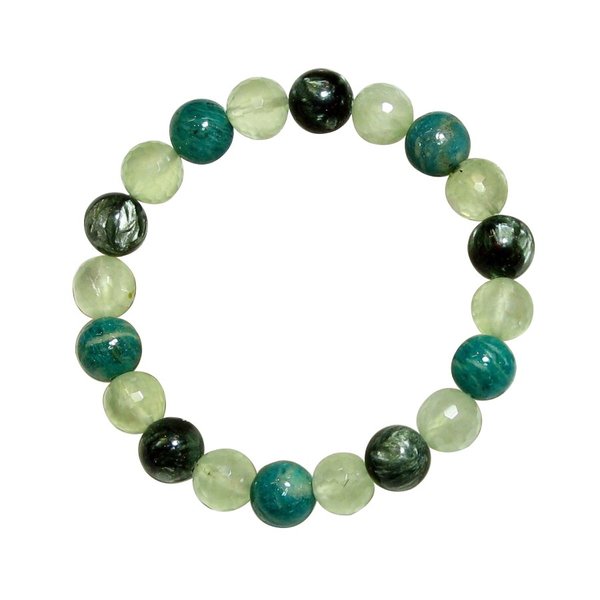 セラフィナイト&アマゾナイト&プレナイトのバランスブレスレット 【18cm】【5月 誕生石】天河石 ホープストーン 希望の石 念珠 天然石 数珠 アクセサリー ...