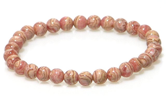 AB 縞模様の多い インカローズ 6mm ブレスレット 【15cm 16.5cm 18cm】【7月 誕生石】インカ帝国 王家の石 薔薇色　豊かな愛情 ロードクロサイト 天然石 パワーストーン レディース ジュエリー アクセサリー