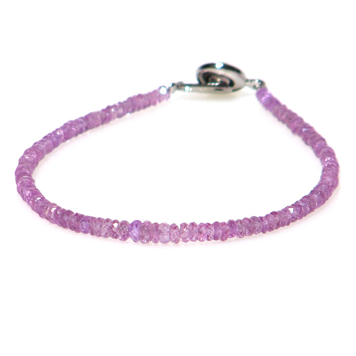 AAA 非加熱 ピンクサファイア ボタンカットブレスレット 【15cm 16.5cm 18cm】【9月 誕生石】Sapphire 慈愛 誠実 忠実 真実 徳望 ...