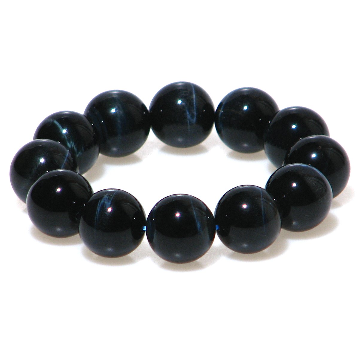 最高級AAA ホークスアイ(ブルータイガーアイ)18mm ブレスレット【16.5cm 18cm 20cm 22cm】【10月 誕生石】虎目 行動力 直観力 決断...