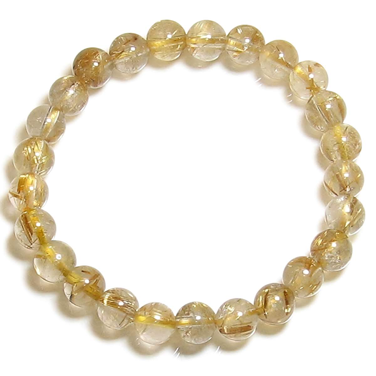 AAAグレード 美しいルチルクォーツ 8mm ブレスレット【8月 誕生石】【16.5cm 18cm 20cm】愛、美の象徴 信頼関係 行動力 強運 クォーツ 天...