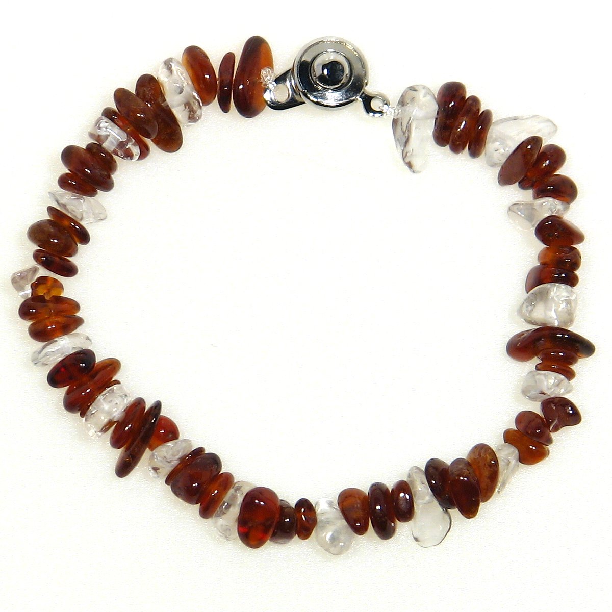 ヘソナイトガーネット タンブル & 水晶 チップ ブレスレット 【1月 4月 誕生石】 【15cm 16.5cm 18cm 20cm】【留め金具ニューホック使用...