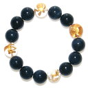 金彫 四神 & ホークスアイ(ブルータイガーアイ) 14mm ブレスレット【16.5cm 18cm 20cm 22cm 24cm】【10月 誕生石】 最強四神 ...