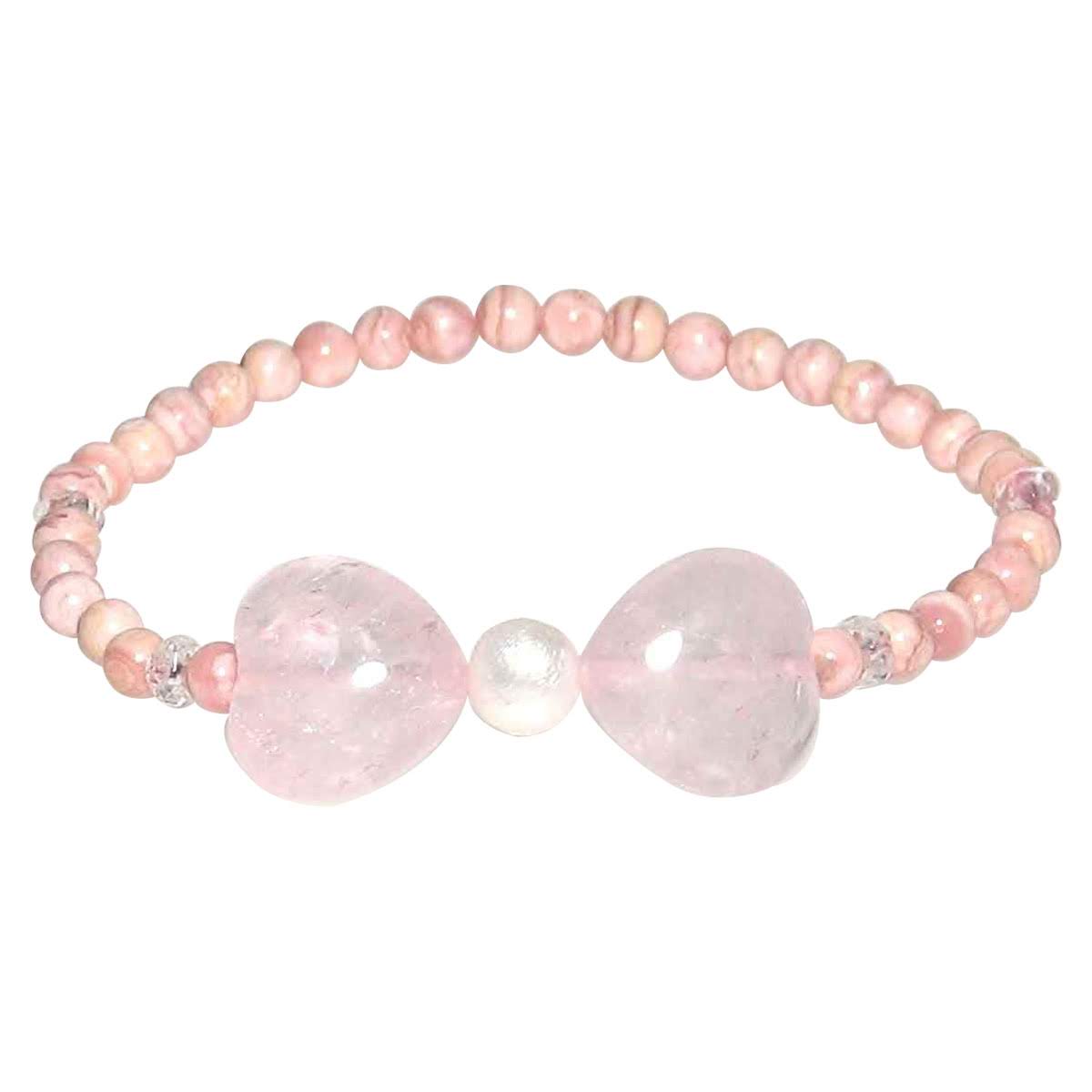 ハートのローズクォーツ&インカローズ情熱ブレスレット【15cm 16.5cm 18cm 20cm】【7月 10月誕生石】インカ帝国 王家の石 薔薇色 豊かな愛情...