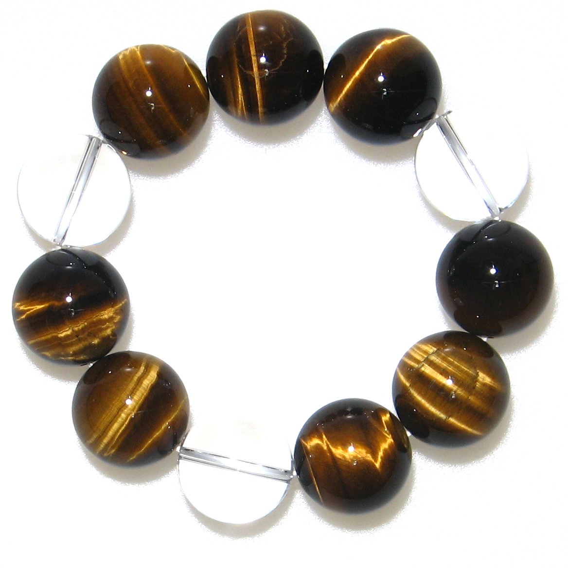 20mm ジャイアントタイガーアイ(虎目石)&水晶ブレスレット AAグレード【19cm 20.5cm 22cm 23.5cm 25cm】【4月 10月 誕生石】...