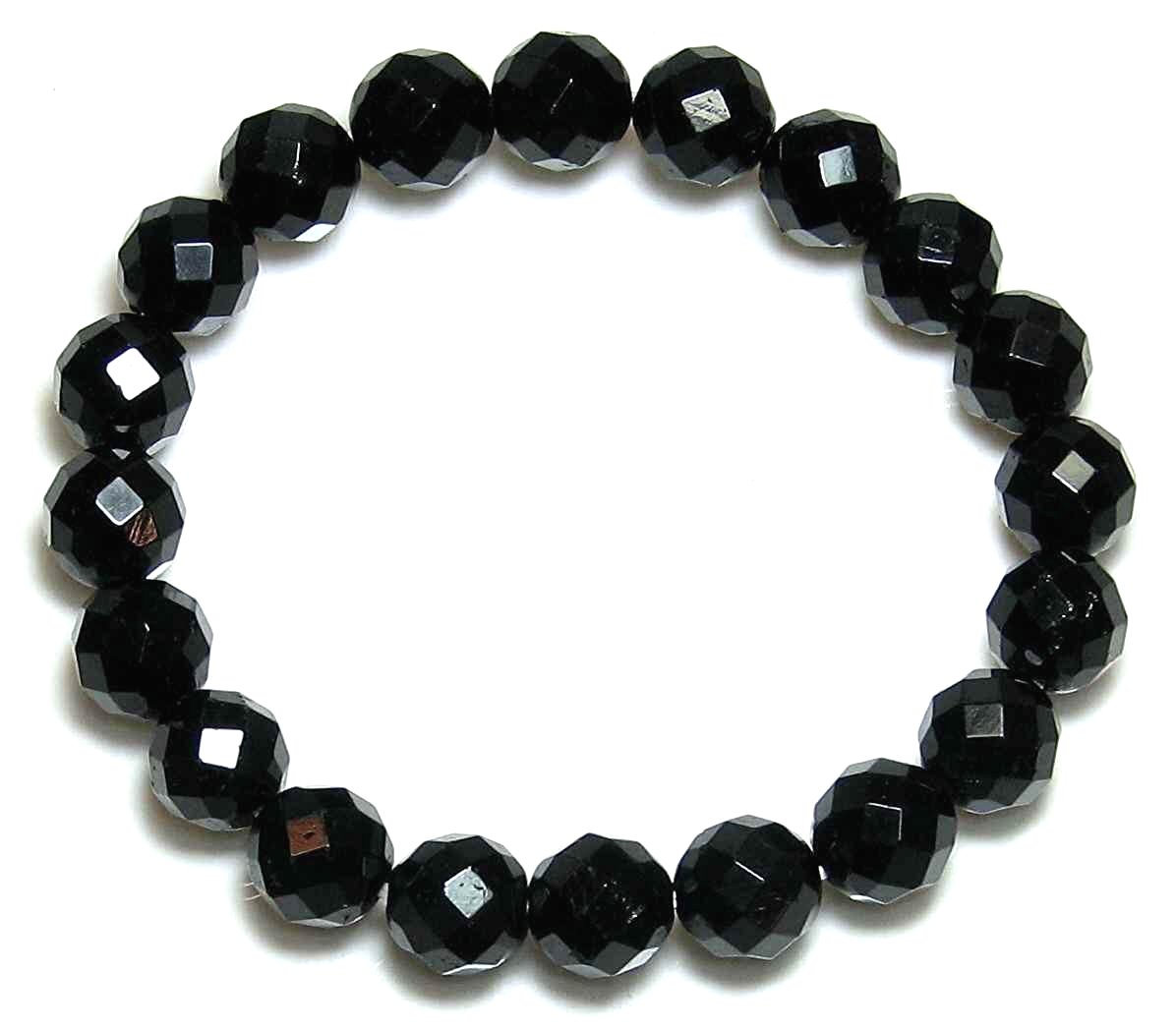 AAA ブラックトルマリン 64面 ラウンドカット 10mm ブレスレット【10月 誕生石】電気石 歓喜 幸運 希望 友情 集中力 ヒーリング 癒し 念珠 天然...