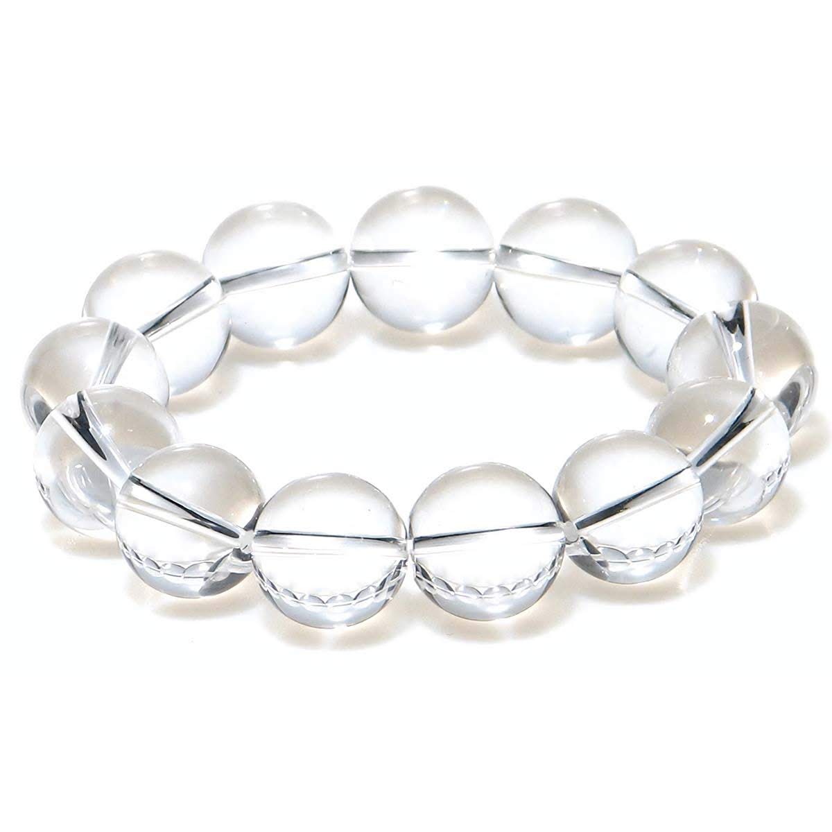 美しいAAA 16mmのビッグ水晶ブレスレット 【18cm 20cm 22cm】【4月 誕生石】クリスタル クォーツ 数珠 念珠 天然石 パワーストーン レディ...