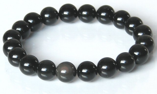 レインボーオブシディアン(黒曜石)10mmブレスレット 【12月 誕生石】【16.5cm 18cm 20cm】 オブシディアン 安心 繊細能力 数珠 念珠 天然...