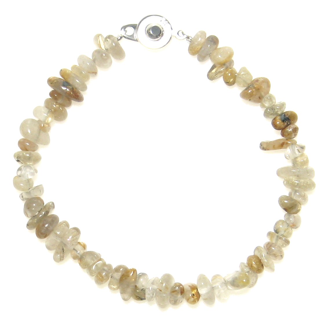 高級AA ルチルクォーツ チップ ブレスレット 【15cm 16.5cm 18cm 20cm】【留め金具ニューホック使用、便利!】 【4月 誕生石】天然石 パワ...