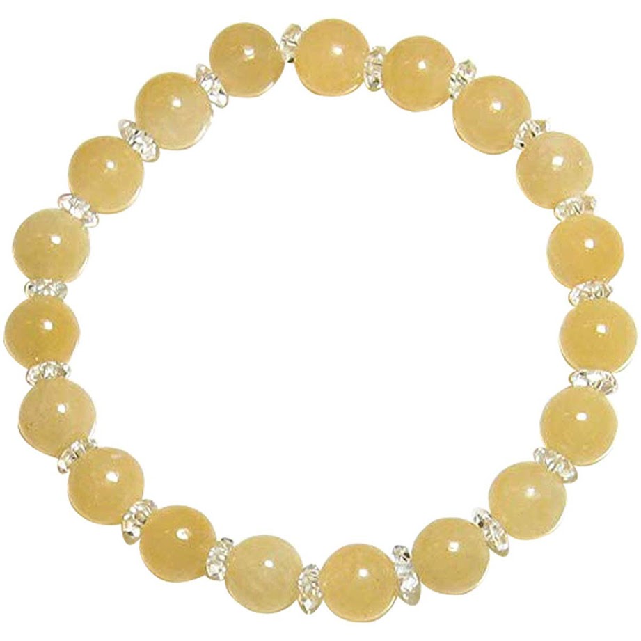 イエローカルサイト (黄翡翠) 8mm &水晶 ブレスレット【4月 5月 誕生石】ビタミンカラー 積極性 パワー ギフト 数珠 念珠 天然石 パワーストーン レ...