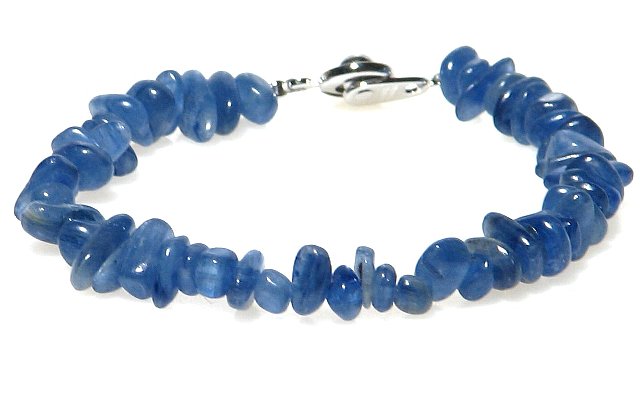 神秘的なブルー カイヤナイト チップブレスレット【15cm 16.5cm 18cm 20cm】【10月 誕生石】【留め金具ニューホック使用、便利!】藍晶石 ポジティブ 清純 純粋 天然石 数珠 アクセサリー ジュエリー メンズ レディース