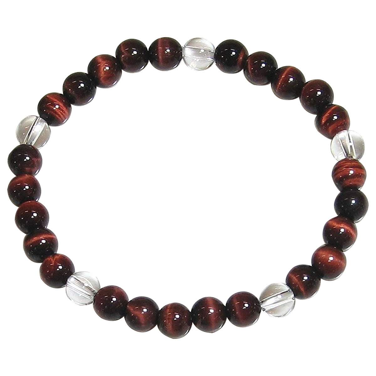 AA 可愛い レッドタイガーアイ&水晶 6mm ブレスレット【4月 10月 誕生石】【15cm 16.5cm 18cm 20cm】包容力 実行力 浄化 健康 リ...