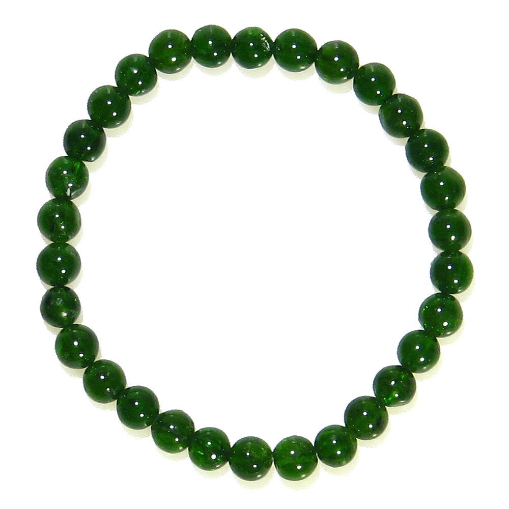 ロシア産 深く透明感のある緑、クロムダイオプサイト 6mm ブレスレット 【15cm 16.5cm】叡智 知性 直感力 自己肯定感 数珠 念珠 天然石 パワース...