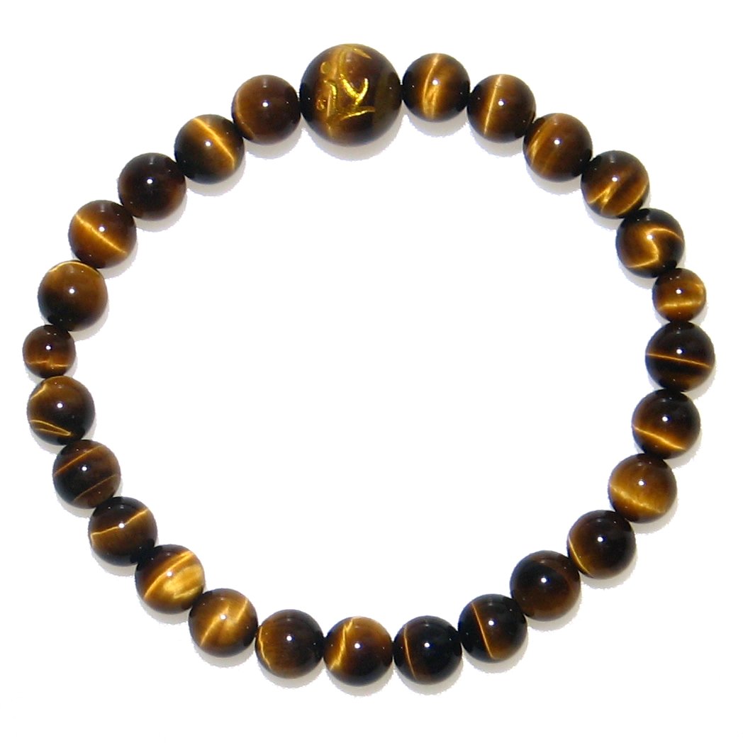 タイガーアイ (虎目石) 梵字 ブレスレット・丑寅年守護 虚空蔵菩薩 【16.5cm 18cm 20cm】【10月 誕生石】 虎目 ギフト プレゼント 行動力 ...
