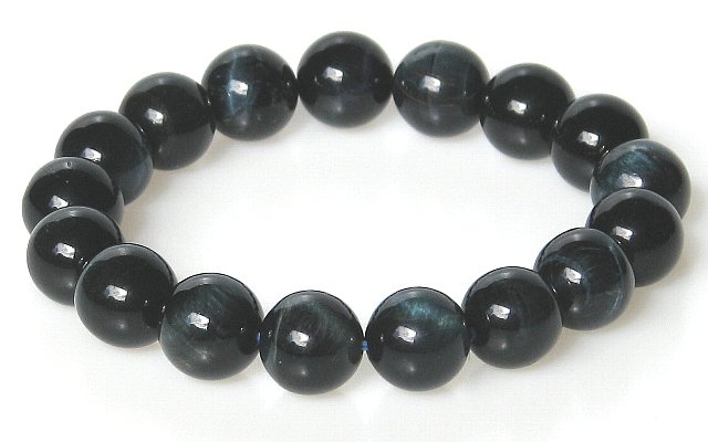 AA 風格あるホークスアイ(ブルータイガーアイ) 12mm ブレスレット【16.5cm 18cm 20cm】【10月 誕生石】 虎目 行動力 直観力決断力 パワ...