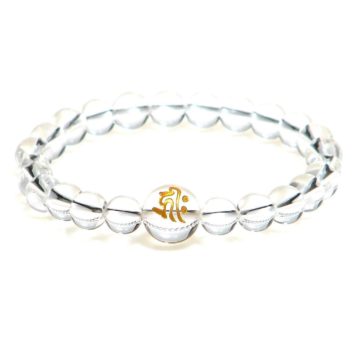 戌亥年 守護 阿弥陀如来 水晶 梵字 腕輪【4月 誕生石】ブレスレット【16.5cm 18cm 20cm】クリスタル クォーツ 天然石 数珠 アクセサリー ジュ...