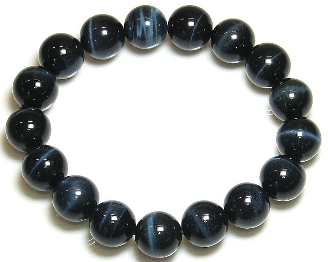 最高級AAA 風格あるホークスアイ(ブルータイガーアイ) 12mm ブレスレット【16.5cm 18cm 20cm 22cm】【10月 誕生石】虎目 ギフト 行...