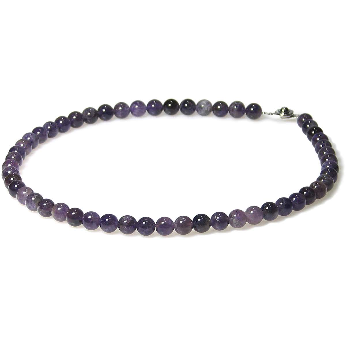 AB 典型的なアメジスト 8mm チョーカーネックレス【2月 誕生石】【38cm 40cm 42cm 45cm】 【留め金具ニューホック使用、便利!】聡明 愛 ...