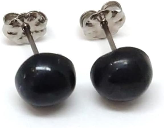 ブラックスターダイオプサイト カボション8mmチタンピアス 行動力 強運 クォーツ 天然石アクセサリー パワーストーン メンズ レディース