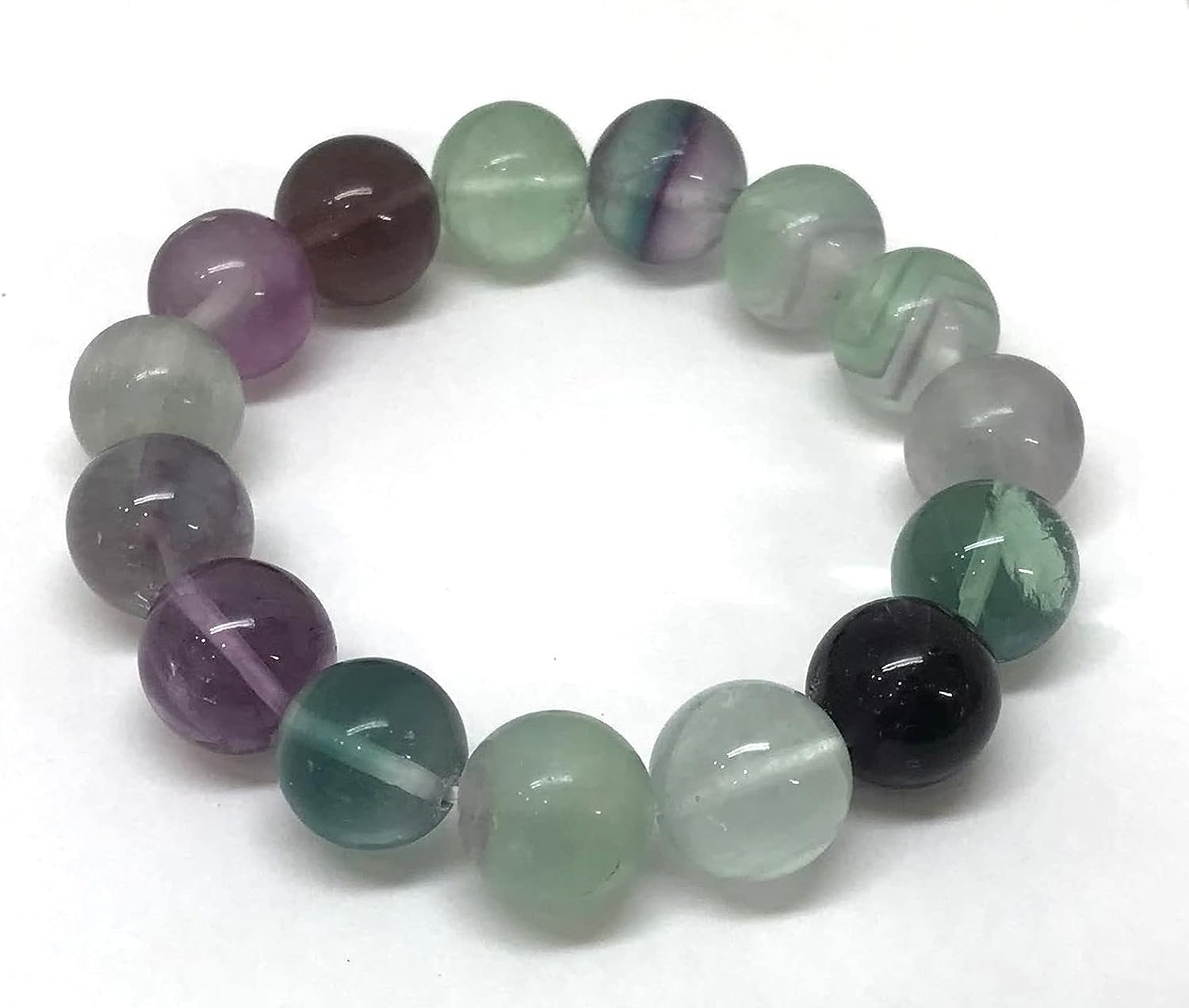 AA♪フローライト(蛍石)14mmブレスレット【15cm 16.cm 18cm 20cm】創造性 洞察力 天才の石 数珠 念珠 天然石 パワーストーン レディース メンズ ジュエリー アクセサリー